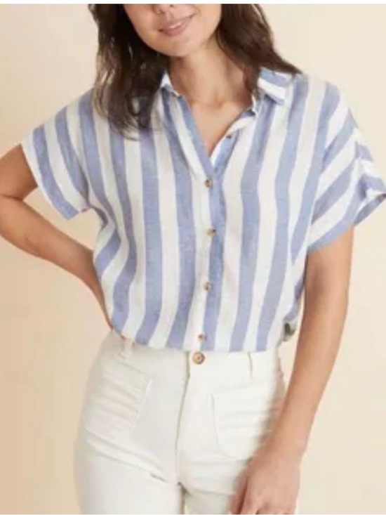Marine Layer Tops - Marine Layer Casual Blue & White Striped Button-Front Shirt
